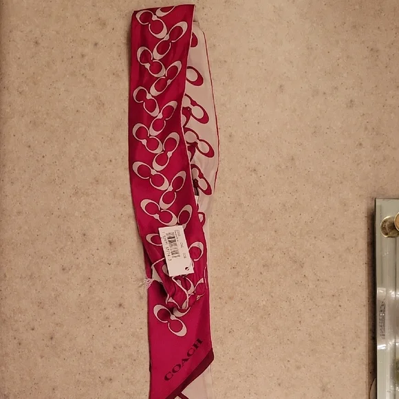 Coach Pink and Cream Women's Scarf - Picture 5 of 7